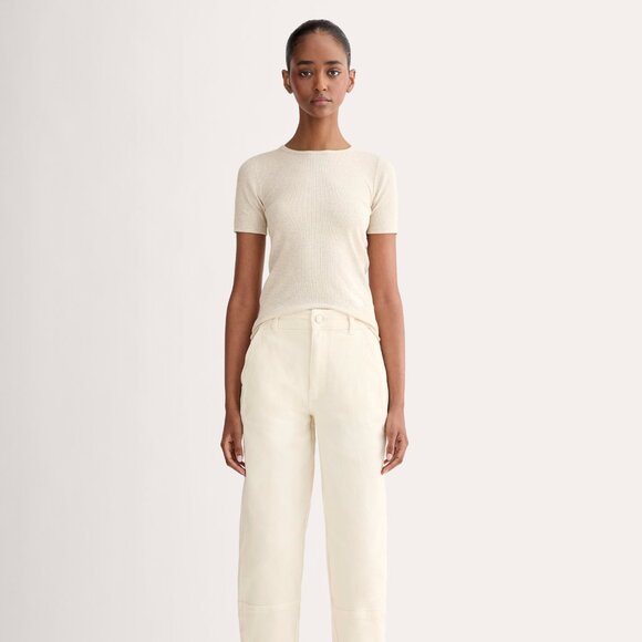 Everlane Women's Utility Barrel Pant in Bone White, Size 12 - Picture 2 of 4